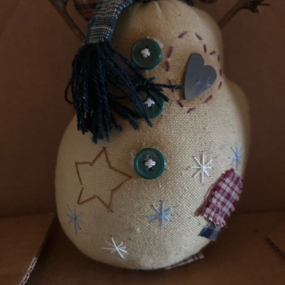Primitive COUNTRY LACE Tea Stained Snowman Christmas Decor 6” - Picture 3 of 9